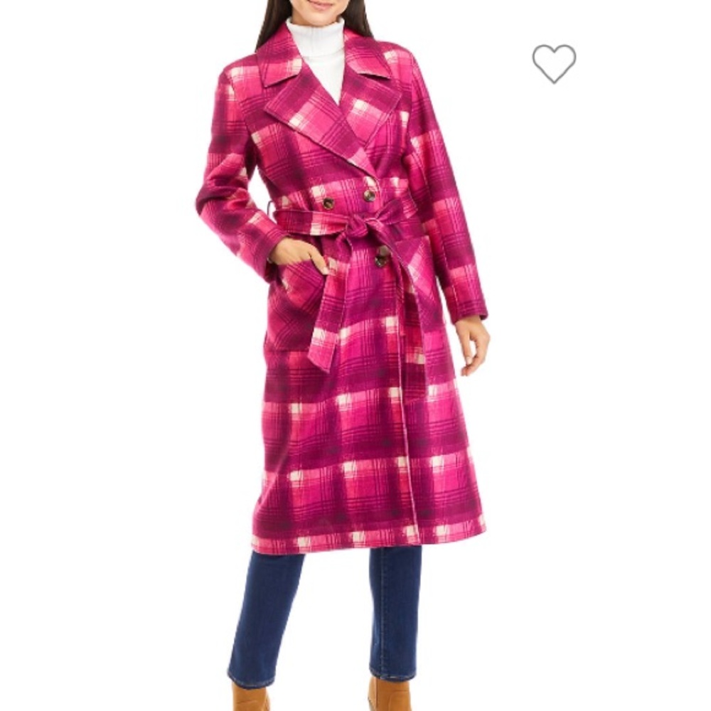 NVLT Fuchsia Plaid Trench Coat